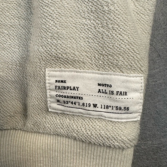 Fairplay Terry Crew Neck Ivory Sweatshirt Mens Size XL Extra Large - Picture 6 of 7